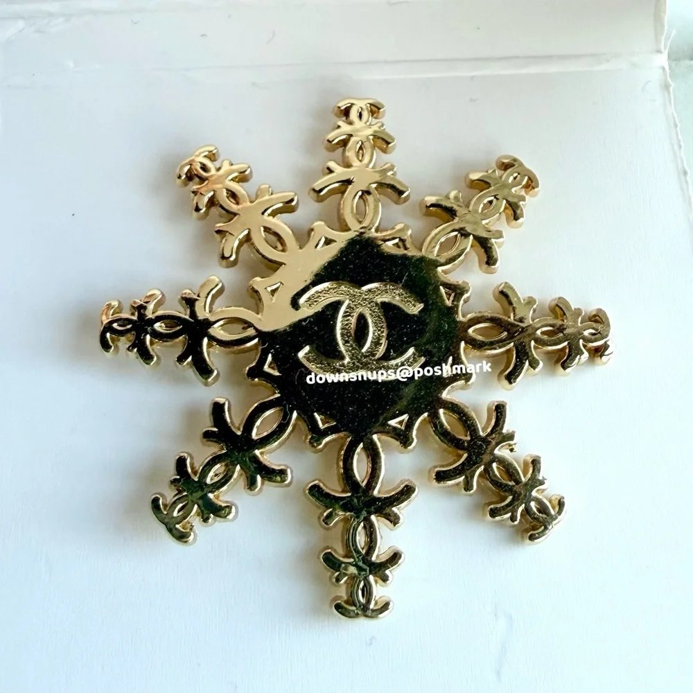 Chanel Gold Snowflake Pin Brooch
